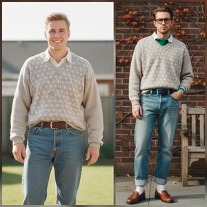 British Open Golf L 90s Old Money Preppy Eclectic Grandpa British Knit Sweater